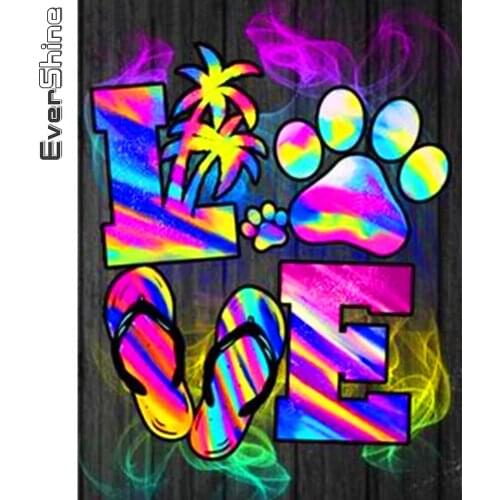 Evershine Diamond Painting Text Colorful New Arrival Diamond Embroidery Love Landscape Cross Stitch Mosaic DIY Decor For Home