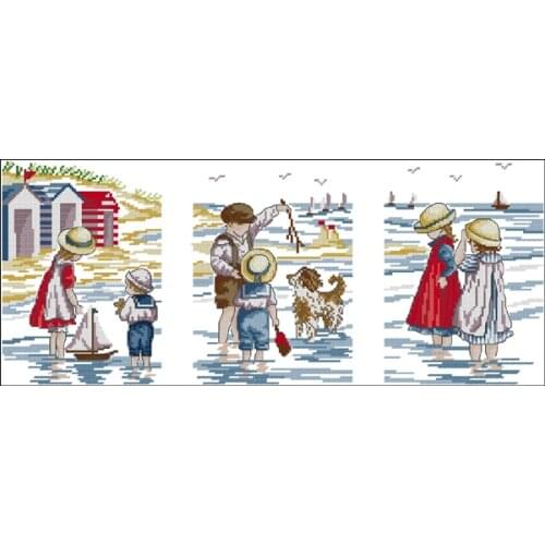 Fishxx Cross Stitch,A2110cartoon[series of beach yesterday]soluble printing,100% accurate pattern,11CT,Need to embroidery
