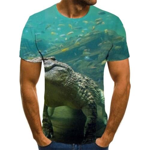 Giyu Crocodile T-shirt Men Animal T-shirts 3d Ocean Tshirts Casual Fish Shirt Print Mens Clothing Hip hop Cool Male O-Neck
