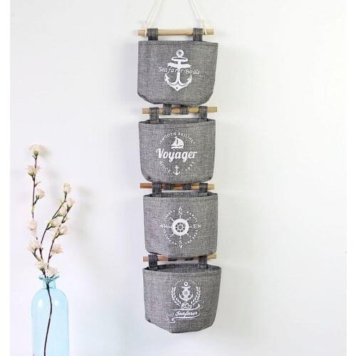 Cotton Linen Gray Hanging Bags Bathroom Sundries 3 Pockets Storage Bag Holiday Gifts Wall Door Wardrobe Hanging Bag Wall Decor