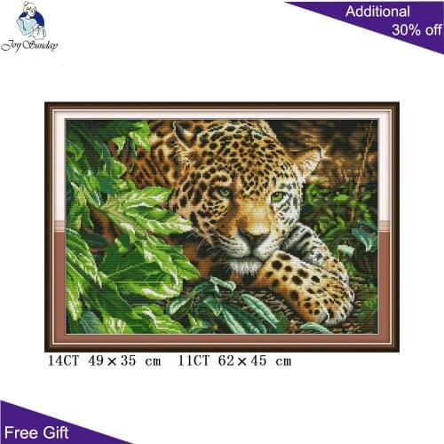 Joy Sunday Leopard Cross Stitch DA260 14CT 11CT Counted and Stamped Home Decoration Leopard Joy Sunday Cross Stitch Kits