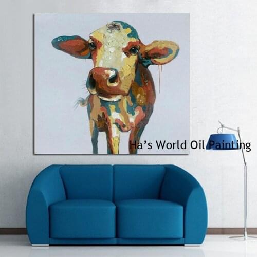 Canvas Painting Art 100% Hand painted Decoration Home Cow Oil Painting Modern Living Room Wall Decor Picture no Framed