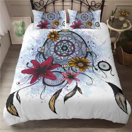 White SimpleDreamcatcher Printed Bedding Set 2/3pcs Pillowcase 3D Bed Sets Home Textile Fashion Duvet Cover