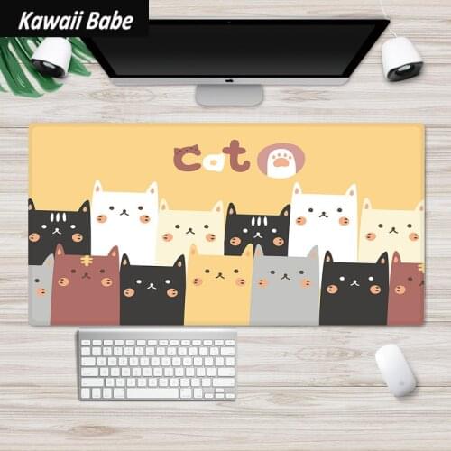 Wrinting Gaming Desk Mats Cute Cats Dogs Mouse Pad 800*300 Extra Large Desktop PC Computer Laptop Keyboards Mouse Mat Rubber