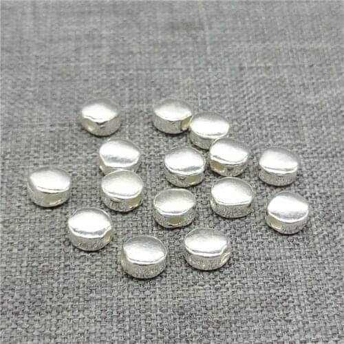 10 Pieces 925 Sterling Silver Small Flat Round Bead for Bracelet Necklace