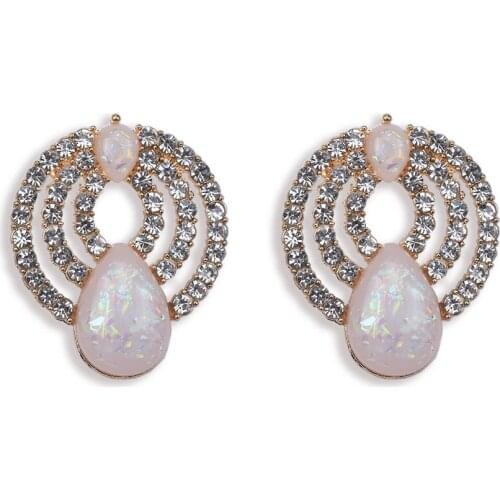 Fashion Multilayer Crystal Round Drop Earrings Women Vintage Elegant Water Drop Earring Geometric Circle Statement Earrings