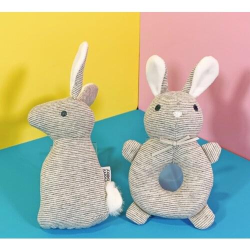 Anime Rabbit Cartoons Baby Toys 0-12 Months Soft Baby Rattles Plush Toys Soothing Sleep Appease Hand crank Plush Toys