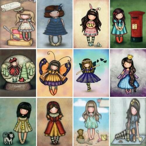 NicHome DIY 5D Diamond Painting Cartoon Girl Cross Stitch Kit Full Drill Square Embroidery Mosaic Art Picture Home Decor Gift