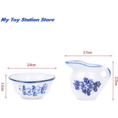 New 1/12 Dollhouse Miniature Mini Ceramic Kettle Bowl Model Kitchen Toy Tableware(1 or 2pcs)