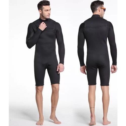 Sbart Men 3mm Short sleeve Wetsuit neoprene Freediving spear fishing Blue Diving suit swimsuit Pants one-piece Suit surf wetsuit