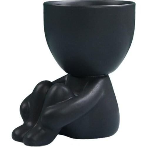 Flower Pot Ornament Simple Anti-corrosion Ceramic Creative Little People Body Art Flower Pot Desktop Window for Home