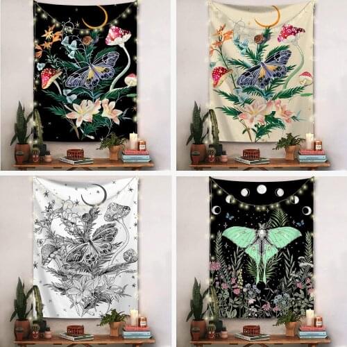 Psychedelic Butterfly Tapestry Wall Hanging Bohemian Hippie Witchcraft Background Cloth Science Fiction Room Home Décor