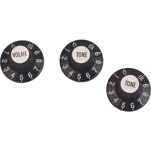 Replacement 3 Pieces Plastic Guitar Bass Amplifier Volume Tone Control Knobs with Number 1V 2T Black