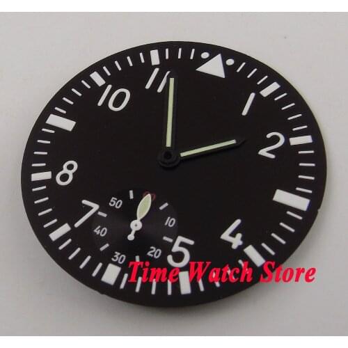 38.9mm black sterial dial luminous watch Dial fit 6498 hand winding Movement (Dial+hands) D58