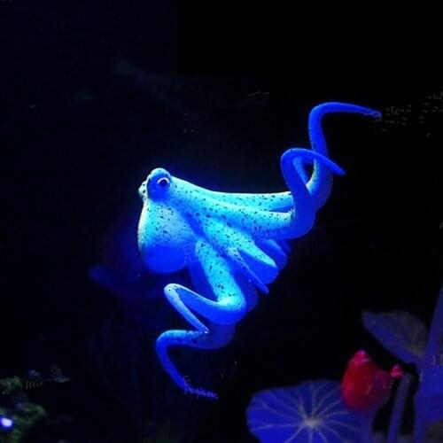 Aquarium Fluorescent Artificial Octopus With Suction Cup Aquarium Ornaments Fish Tank Decoration