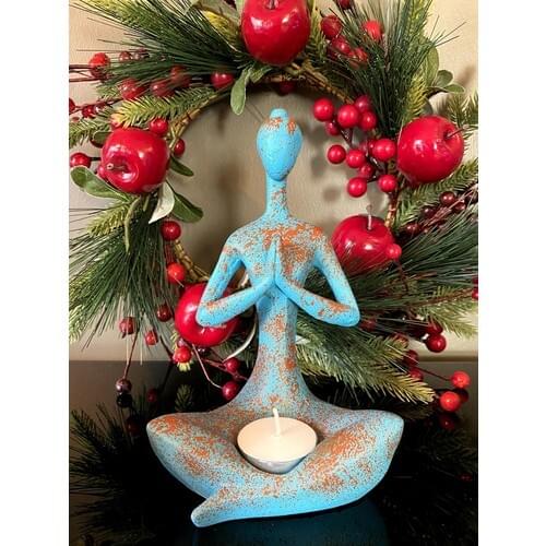 Talya Art Design Talya Art Design, Turquoise Above Red Color, Namaste Yoga Engaged In Women 'S Candle Holder