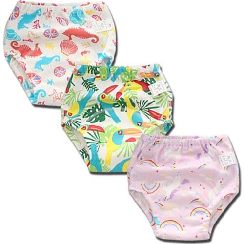 3pcs Cute Potty Training Pants Baby Kids Girls Boys Washable Learning Panties for Toilet Trainer Reusable Diaper Nappy Underwear