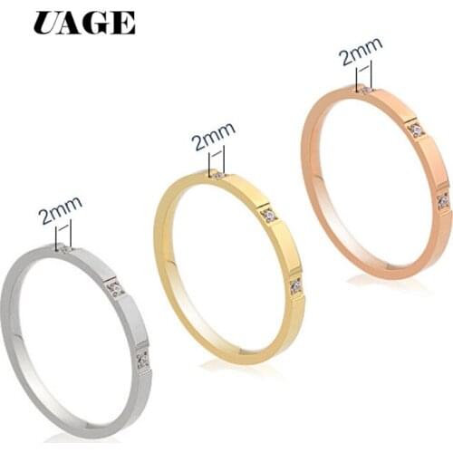 UAGE Never Fade Women Wedding Rings Stainless Steel Crystal Stone Ring Titanium Steel Engagement CZ Stone Jewelry