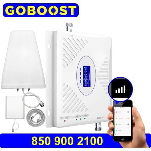 GOBOOST 4g Gsm Signal Booster 2g 3g 4g Cell Phone Antenna Repeater Tri Band 850 900 2100 Mhz CDMA UMTS Cellular Amplifier Set