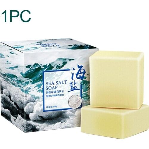 100g Remove Mites Skin Care Facial Brightening Pimple Blackheads Oil Control Moisturizing Acne Sea Salt Soap Smooth Cleaning