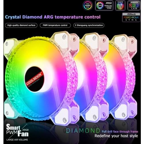 120mm Cooling Fan Mute RGB 4PIN 12V Lighting Quiet Fan for Desktop Chassis CPU PWM 3PIN ARGB AURA Radiator Cooler Heatsink