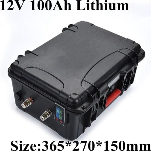 Waterproof 12V 120AH Lithium battery li-ion BMS for 1000W Ship machine inverter Emergency Power Supply + 10A Charger usb port