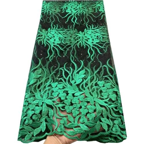 High Quality Nigerian Lace Fabrics 2021 With Stones African French Net Lace Fabric Embroidered Tulle Mesh Lace Fabric YLM041