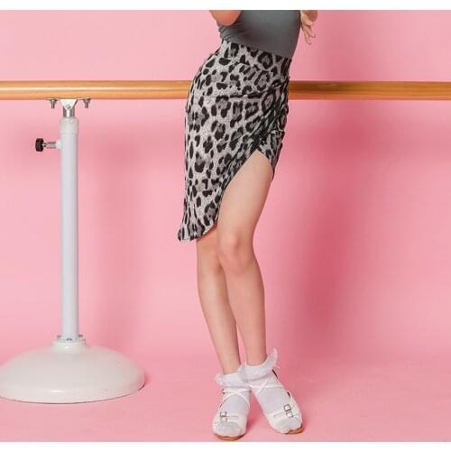 Leopard Latin Dance Skirts For Girls Ballroom Practice Wear Kids Stage Costume Salsa Dance Clothes Tango Dance Outfits JL1584