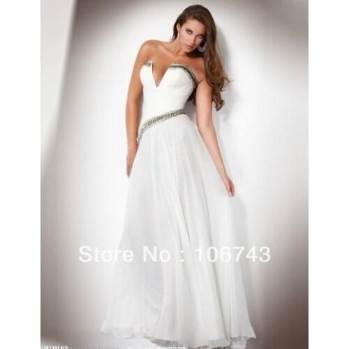 Free shipping 2016 new design vestidos Formal robe de soiree crystal sexy Elegant white long party prom gown evening Dresses