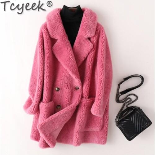 Tcyeek Womens Winter Fur Coat 2021 Sheep Shearling Coats Female Autumn Real Wool Trench Jackets Korean Casaco Feminino Gxy173