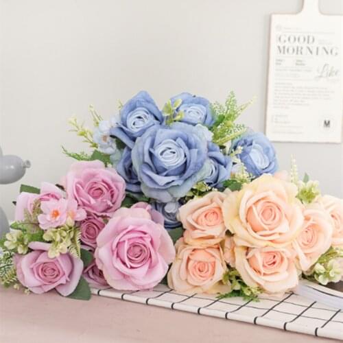 1 Bunch 13 Head Beautiful Artificial Roses Silk Flowers DIY Home Garden Party Wedding Decoration Artificial Flowers