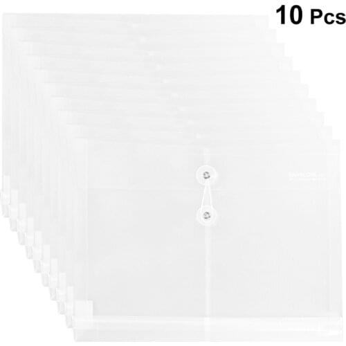 10pcs Plastic Envelopes with String Closure Clear Document Organizer Waterproof File Folder Letter A4 Size for School Home Offic