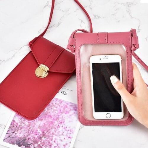 2021 New Summer Women Outdoor pocket wallet Crossbody Bag Heart Shaped Decorative Mobile Phone Screen Touch Daily Girl Gift