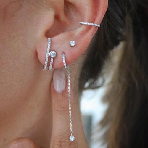 2021 Classic Simple Design Bar Charm With Single Cz Stone Tiny Bar Geometric Fashion Women Gift Delicate Classic Earring Jewelry