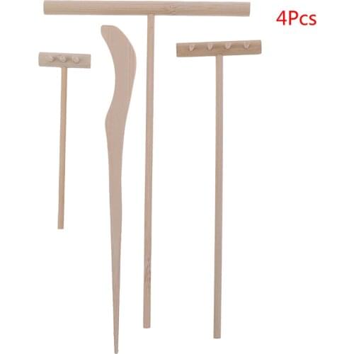 4PCS / 5PCS Zen Garden Set Meditation Tools Home Decor Relaxation Bamboo Rake Handcrafted Accessories