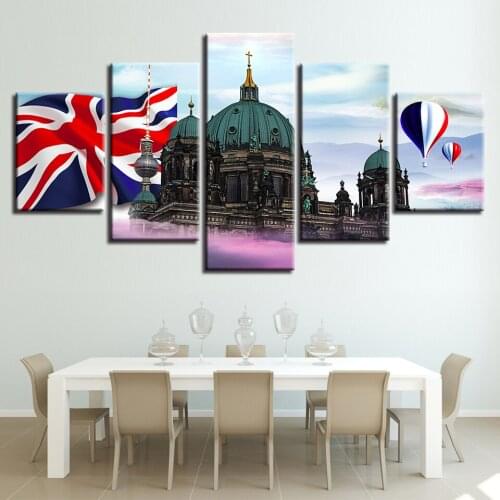 5 pcs diamond painting British Flag Hot Air Balloon Castle Scenery diamond Pictures mosaic diamond embroidery rhinestone FS64