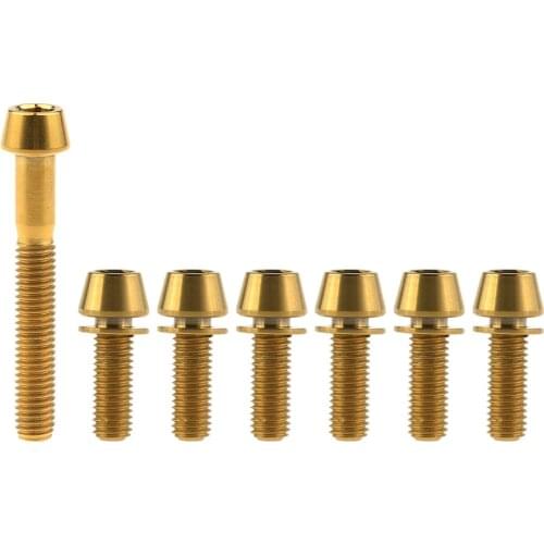 Xingxi 7Pcs M6 Ti Titanium Bolts 6Pcs M6x18 20mm Taper Head Bolt With Washer + 1pc M6x35mm Taper Head Screws Bolts Bike Fastener