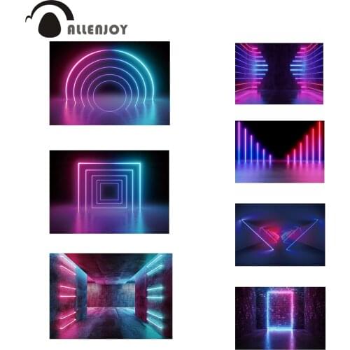 Allenjoy Neon Glow Party Backdrops 3D Aperture Stage Light Electronic Beam Laser Technology Spray Backgrounds for Photography