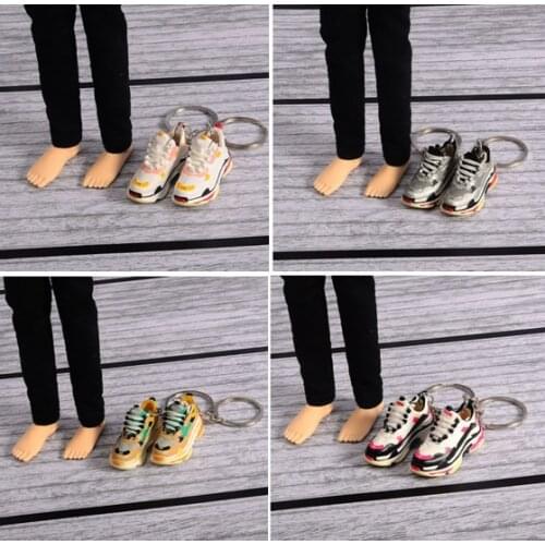 FREE SHIPPING 20 Pairs/lot Wholesale Mini Women Sneaker Keychains 5cm Shoes Keyrings Ladies Gifts Box Packaging