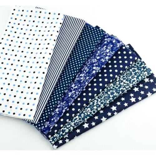 Booksew 7PCS Cotton Plain Fabric Dots White Flowers Style Crafts Home Textiles Desk Decoration Telas Scrapbooking Tecido