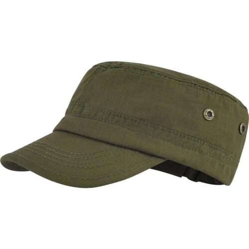 BOTVELA Mens Cotton Cadet Army Caps Military Style Flat Top Hat Adjustable Newsboy Cap Classic Vintage Cap