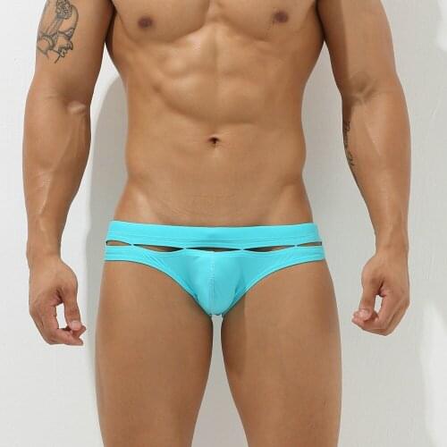 Quick Drying Bikini Men Hollow Swimsuit Fashion Mens Swim Briefs Sexy Swiming Shorts Mens Swimwear Gay Low Wasit Bathing Suit