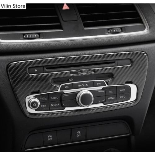 Carbon Fiber Center Console Air Conditioner CD Frame Decortaion Cover Trim For Audi Q3 2013- Car Interior Accessories