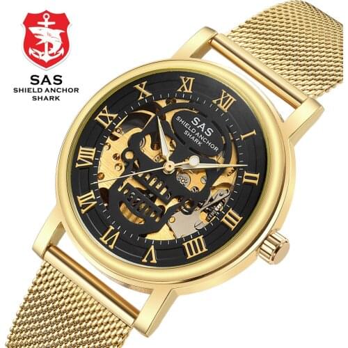 Shark brand Skeleton Business Watches For men 3D full automatic steel strip mechanical watch Tourbillon Luxury made of Man watch