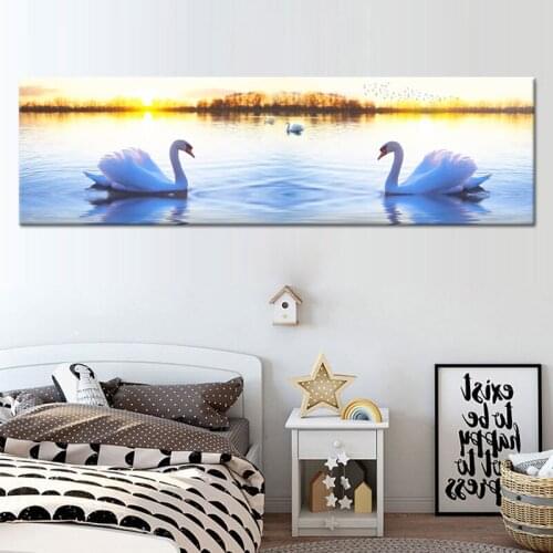 Nordic Decoration Cuadros Posters And Prints Wal Art Canvas Painting Pink Swan Wall Pictures For Living Room kids room