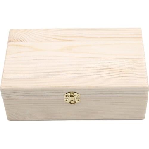 Wooden Storage Box Log Color Scotch Pine Rectangular Flip Solid Wood Gift Box Handmade Craft Jewelry Case