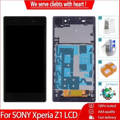 5.0'' AAA Quality For SONY Xperia Z1 L39H C6902 C6903 LCD Display Touch Screen Digitizer Assembly Frame Replacement Free Tools