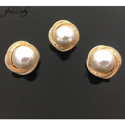 DIY accessories flat back pearl metal buttons