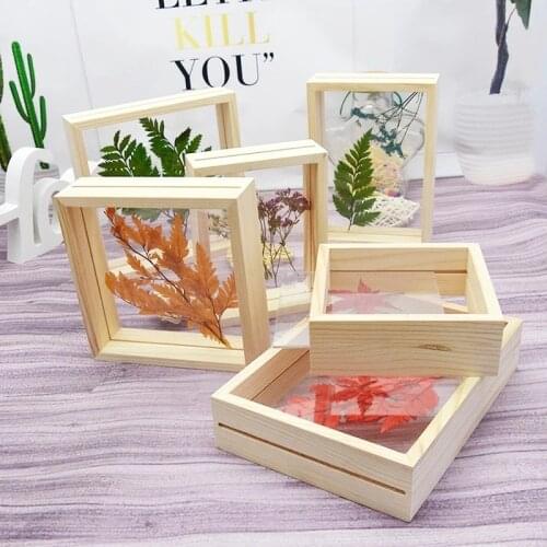 Solid Wood Photo Frame Double Sided Acrylic Specimen Frame Creative Set-up Leaf Clip Desktop Decoration Picture Frames Ornament