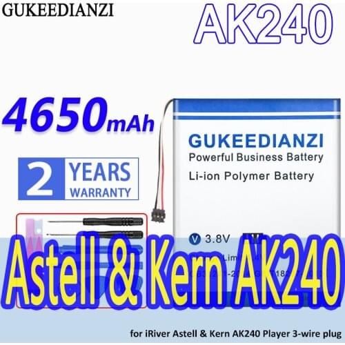 GUKEEDIANZI High Capacity Battery 4650mAh for iRiver Astell & Kern AK240 Player 3-wire plug Bateria
